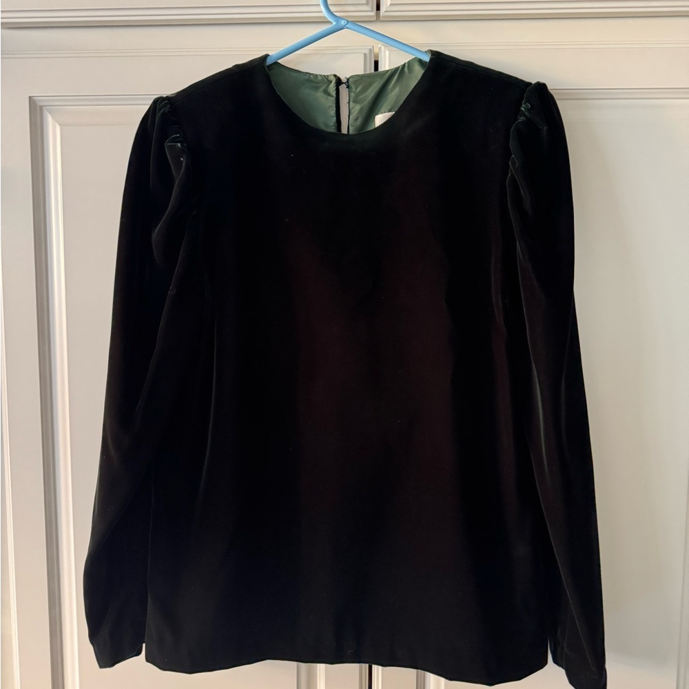 Vintage 1980’s Gloria New York Green Velvet Blouse Size 4